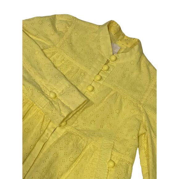 Anthropologie Tops - Anthropologie Eyelet Elevenses‎ Short Jacket, Button, Yellow, Size 6, KB6